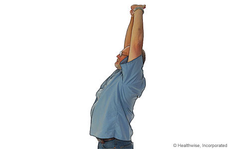 Upper back and shoulder stretch for ankylosing spondylitis Upper back and shoulder stretch for ankylosing spondylitis